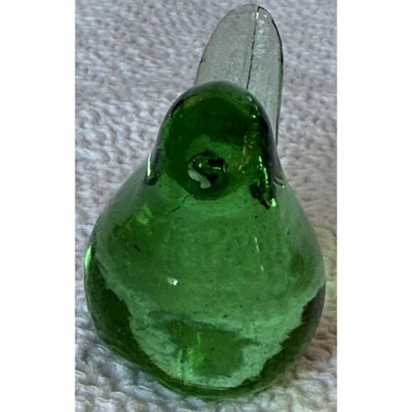 BRIGHT GREEN HAND BLOWN ART GLASS BIRD POLISHED 3” Long 1 3/4” High - Picture 3 of 11